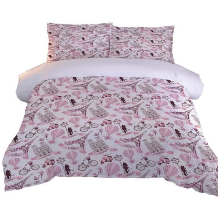 Sedefen Housse de Couette Fleurie 240x260cm Rose Floral Fleurs Ado