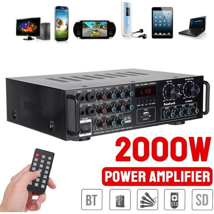 Amplificateur HIFI stéréo Audio Bluetooth 2000W 5 canaux LED - Cdiscount TV  Son Photo