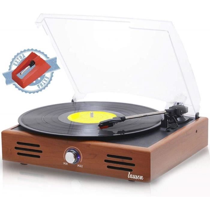 Turntable Vinyle DLITIME 3 Record Player Vitesses Portable avec Entrée Auxiliaire/RCA/USB/REC/PH 2 Haut-Parleurs Bluetooth Intégrés Tourne Disque 