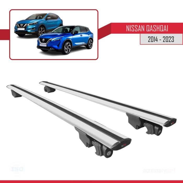 Pour Nissan Qashqai 2014-2023 HOOK Barres de Toit Railing Porte-Bagages de voiture Avec verrouillable Alu Gris