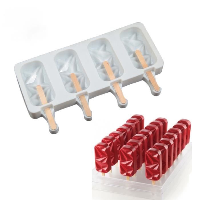 Moules à Glace Silicone Jingyukj - 2 X 8 Cavités, Avec 20 Bâtons, Pour Crèmes Glacées Maison