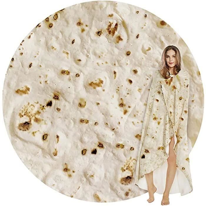 Nouvelle Couverture Adulte nouveauté réaliste Food burritos Tortillas Couverture Peluche Ronde