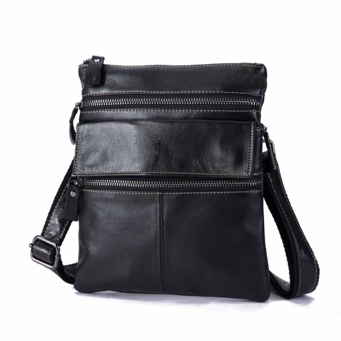 Sac bandoulière,Marque en cuir naturel mâle Design mode bleu épaule sac de  messager sac à bandoulière 8 \