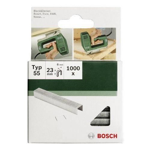 Bosch 2609255827 Set de 1000 agrafes à dos étroit Type 55 Largeur 6 mm Epaisseur 1,08 mm Longueur 16 mm