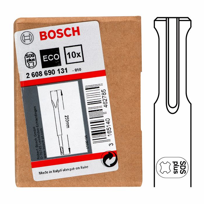 Burin Plat Bosch SDS Plus 250 mm – Compatible Béton et Brique - vue 1