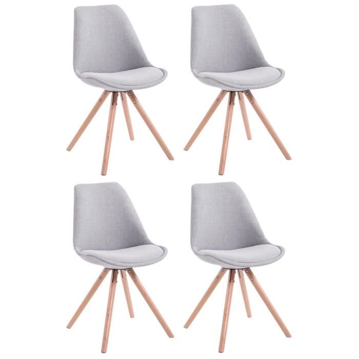 Lot de 4 Chaises de Salle à Manger Toulouse en Tissu avec Piètement en Bois Gris-Nature Lot de 4 Chaises de Salle à Manger Toulouse en Tissu avec Piètement en Bois Gris-Nature