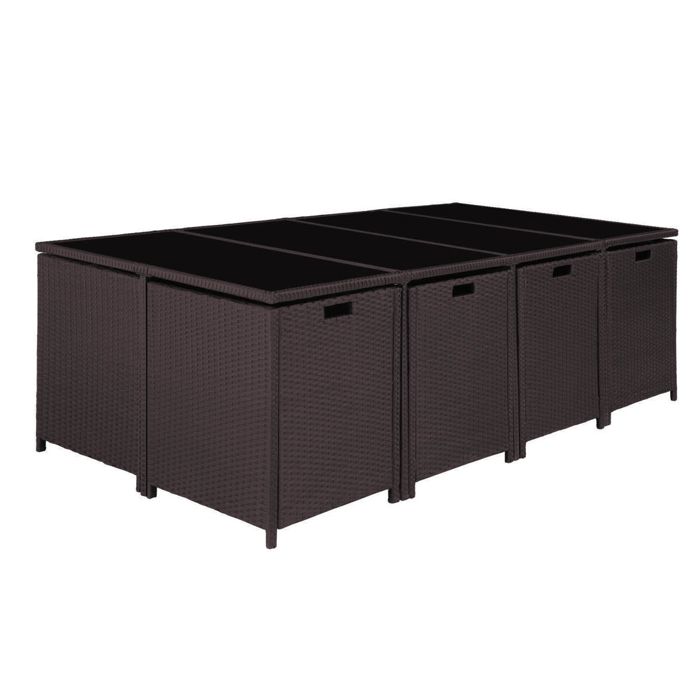 Salon De Jardin Concept Usine Salon De Jardin Encastrable Résine Tressée Naturel 10 Places FLORIDA