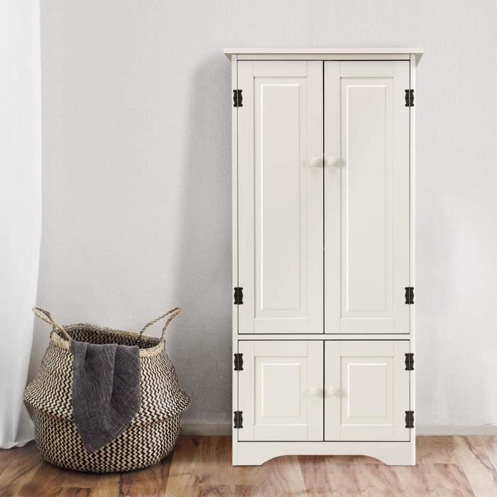 COSTWAY Armoire 2 Portes Vintage,2 Etagères Réglable 59x32x123 CM