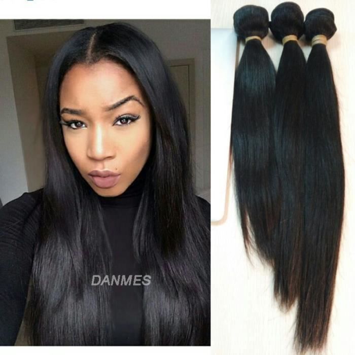 DANMES® 3 Tissage meche bresilienne lisse 22+22+24 pouces perruque  bresilienne naturelle 300grammes Noir Naturel livraison gratuite -  Cdiscount Au quotidien