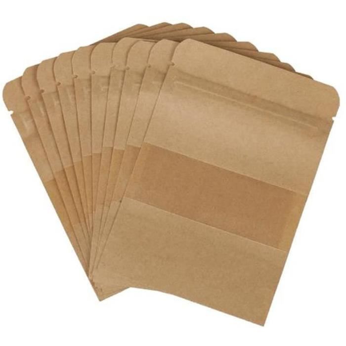 100pcs Sacs en Papier Kraft Sac de Nourriture Pochette Sac en Papier