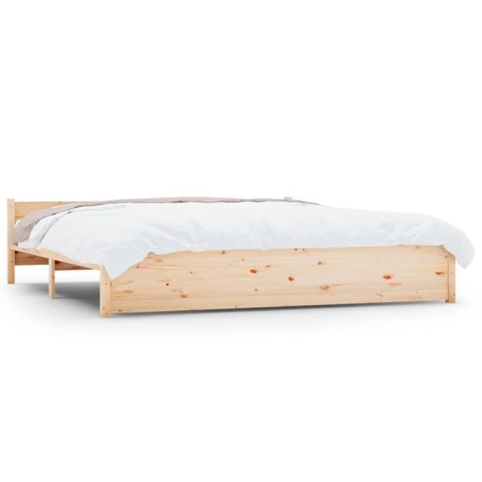 Cadre De Lit En Bois Massif 180x200 Cm (super King) - Brun - Neuf