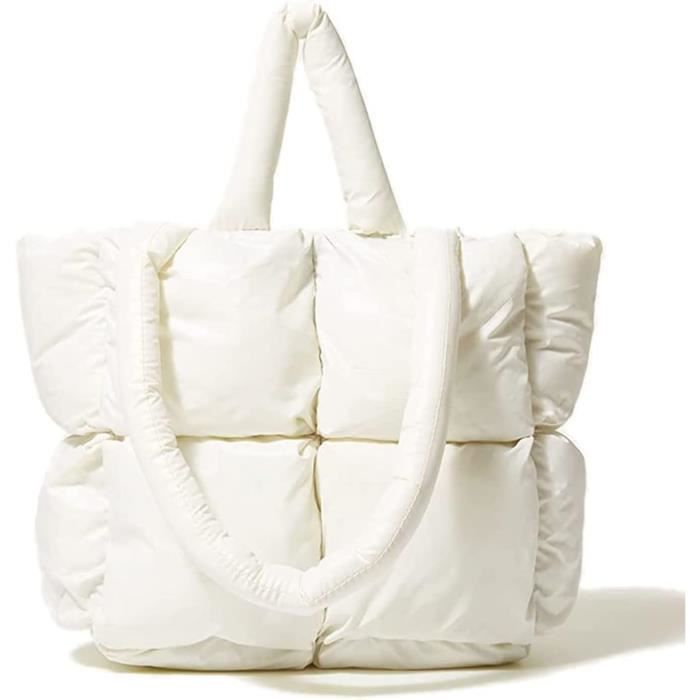 Sac à Main Matelassé En Duvet Pour Femme - AMOUNE - Noir - Grand Format