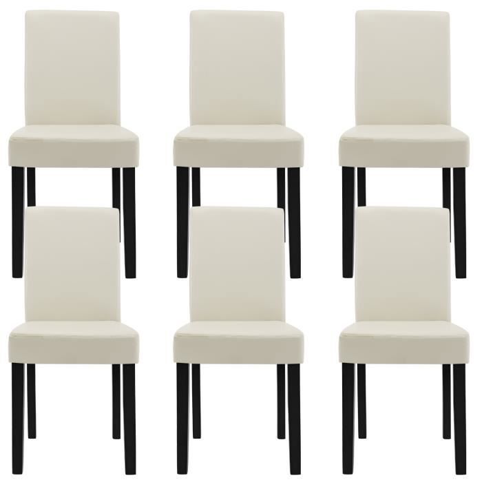 Lot de 6 chaises de salle à manger Hamburg similicuir crème EN.CASA