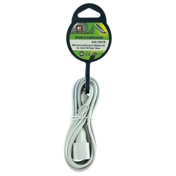 Polongateur élec.3M 2x0.75mm blanc
