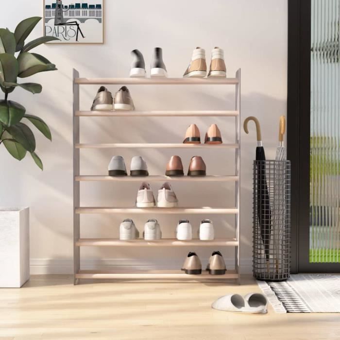 famirosa étagère à chaussures gris 90x24x117 cm bois d'ingénierie-356