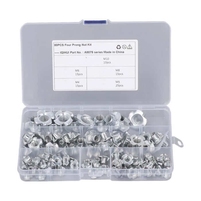 Lot de 8 écrous à enfoncer acier chromé HETTICH, l.22 mm