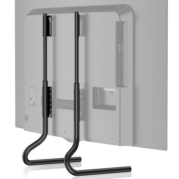 Support TV Sur Pied FITUEYES 43-85" - Pivotant 60° - Hauteur Réglable - Verre Trempé - Max 50kg