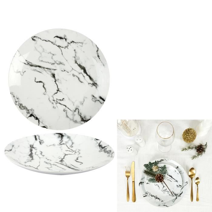 Service de table en porcelaine 6 personnes motif marbre blanc marble