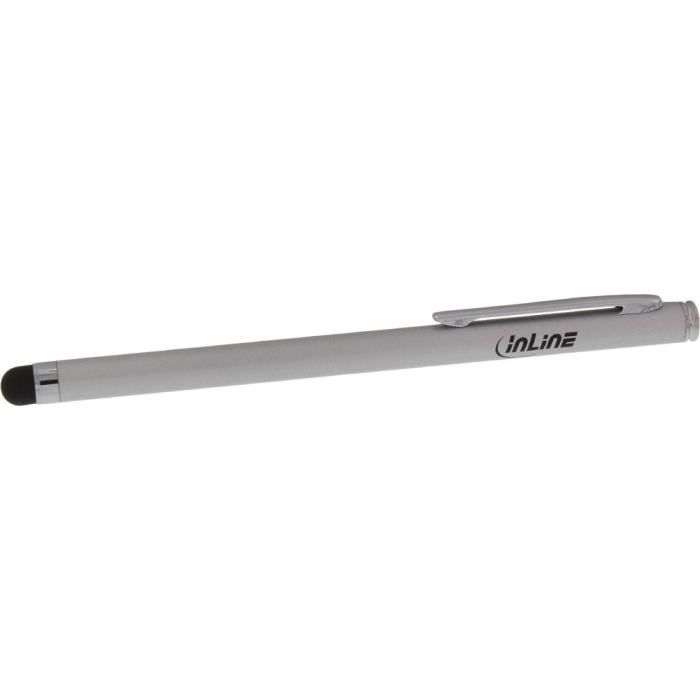 Stylet InLine alu pour écran tactile – pointe caoutchouc 6 mm compatible smartphones et tablettes
