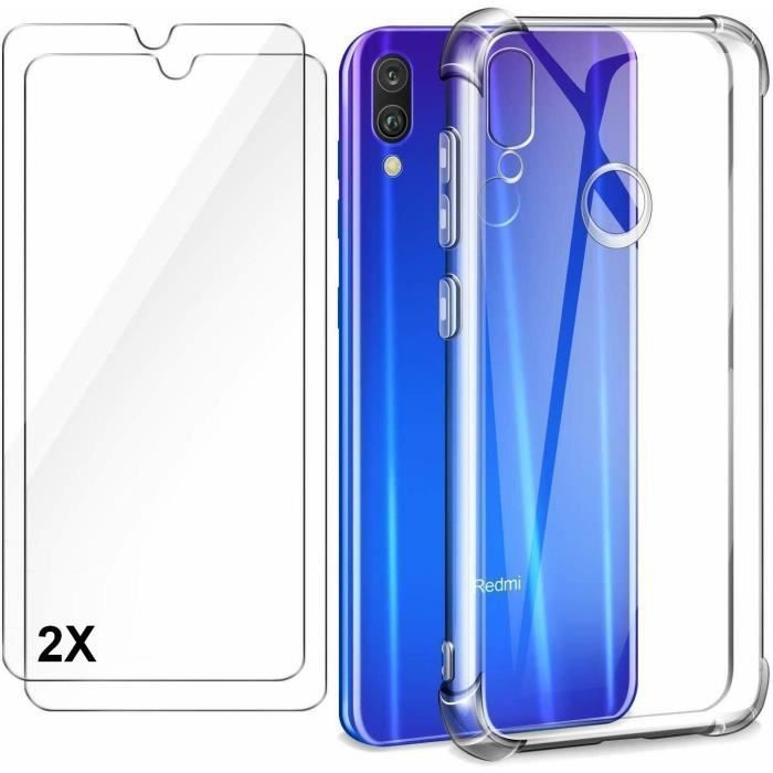 Bleu Vert Gris Kaki Turquoise 5 pièces avec Coque Xiaomi Redmi Note 7 Note 7 PRO Silicone Souple Etui Housse Antichoc TPU Mince Motif Joli pour Filles Femmes Fine Couleur Pure pour Fils Hommes 
