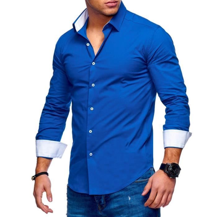 chemise bleu roi homme | Dresses Images 2022