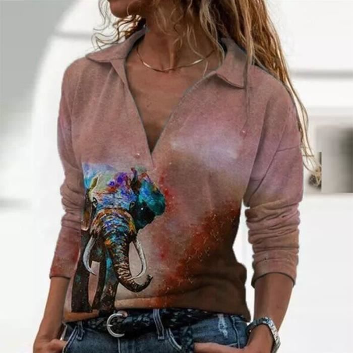 Acheter T-shirts pour femmes automne décontracté à manches longues