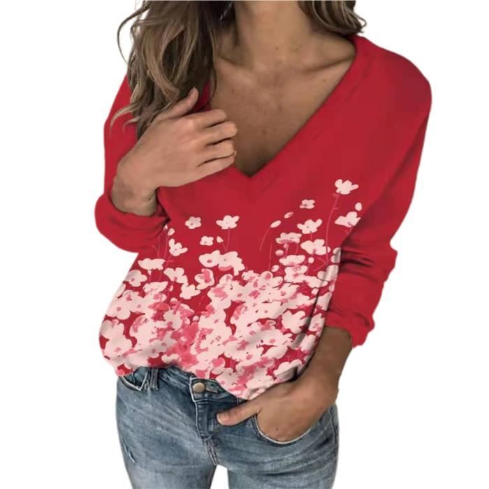 SOUS PULL Pull Femme paissir Col V Profond Pull Femme Imprim