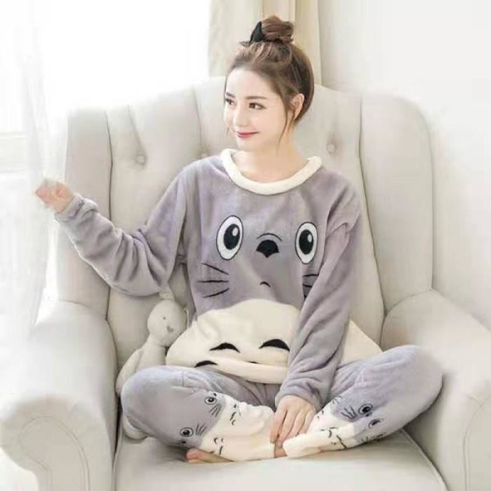 Chollius Femme Tenues Combinaison de Nuit de Noël en Flanelle Pyjama à Capuche à Manches Longue Wapiti de Noël//Flocon de Neige Imprimé Confortable pour Maison Intérieur Cadeau