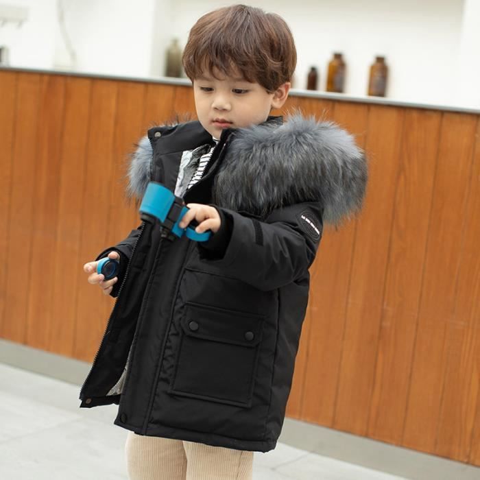 Parka Enfant Garçon Hiver Chaude Mi-Longue Fausse Fourrure Multi