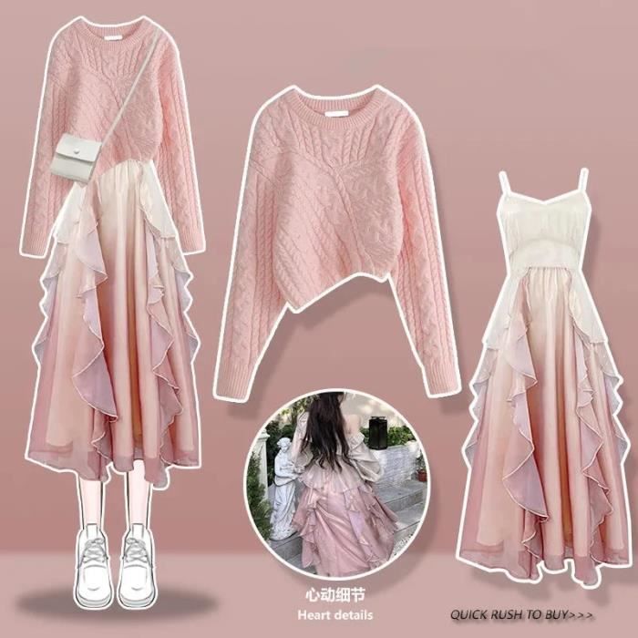 Robe Patineuse Orange à Volants Bicolores • La Robelière