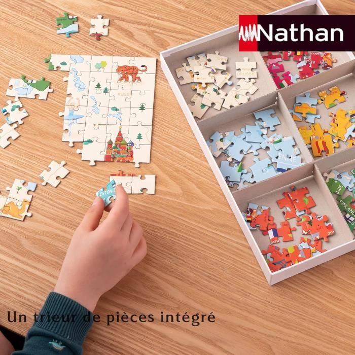 Nathan - Puzzle enfants - 250 pièces - Carte d'Europe - Filles ou garçons dès 8 ans - Puzzle de qualité supérieure - Carton épais et résistant - Cartographie - 86879