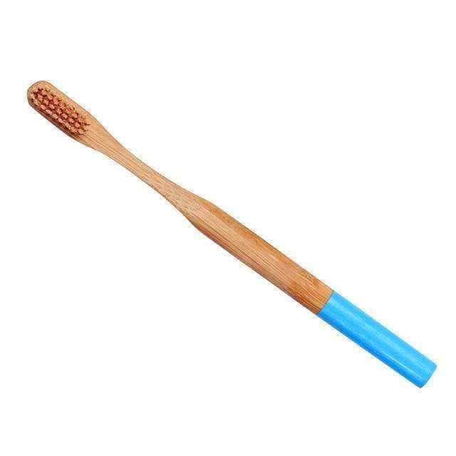 Brosse à dents ronde en bambou naturel Bleu