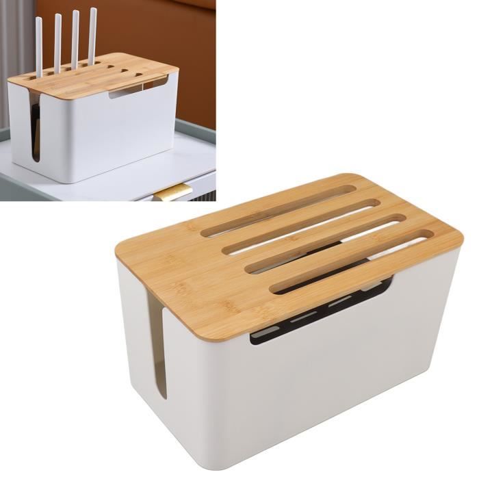 Coffre De Rangement En Bambou Pour Routeur - Double étagère, Ventilation - Meuble Sol Avec Pieds