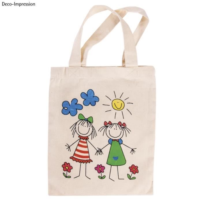 Sac en coton, imprim?�, beige, 21x25cm Amies - Cdiscount Bagagerie - Maroquinerie