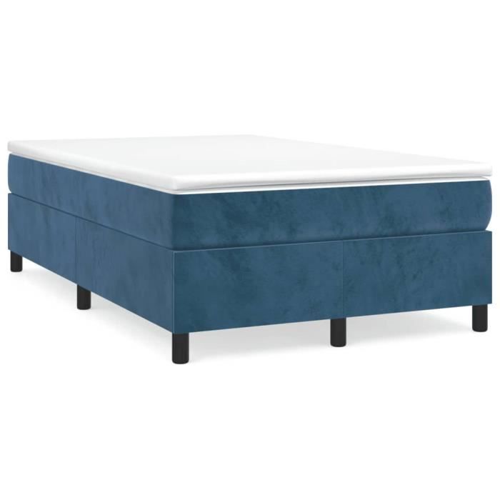 Sommier à ressorts - SALUTUYA - BD48518 - Velours bleu foncé - 120x200 cm - 35 cm dépaisseur