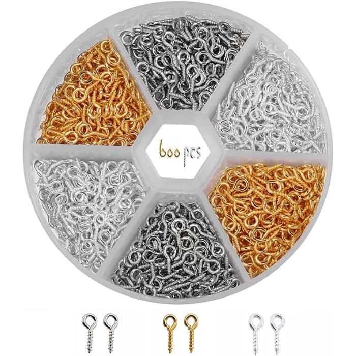 300 Petites épingles à œil à Vis - 10mm X 5mm, Argentées, Pour Bricolage (Neuf)