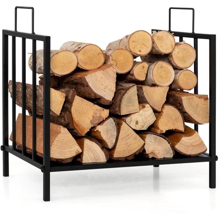 Range-Bûches Cheminée 7 Barres Métal – Support Bois Chauffage Intérieur/Extérieur 50 Kg