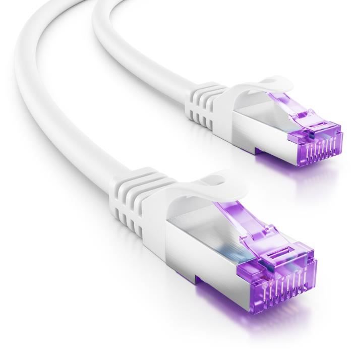 Câbles Réseau CABLING ® Câble Plat Cat7 Ethernet | Blanc - 10m| 10