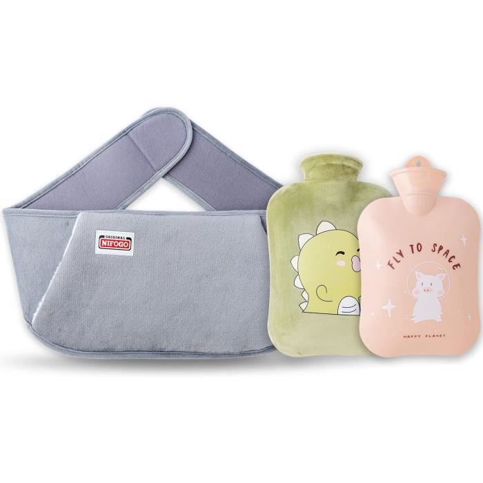 Votoko 3 En 1 Bouillotte Ceinture, Bouillottes Regles Douloureuses, 1.2L Bouillote Avec Housse En Peluche Douce, Bouillotte Eau Chaude, Bouillotte Peluche Ventre Pour Chauffe Main épaule Dos(Rose