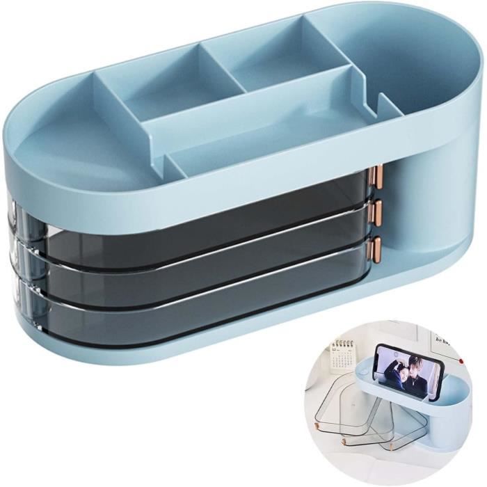 Boîte De Rangement Transparente Multifonction - Organisateur Bureau, Papeterie, Accessoires - Pour Chambre, Salon, Salle De Bain