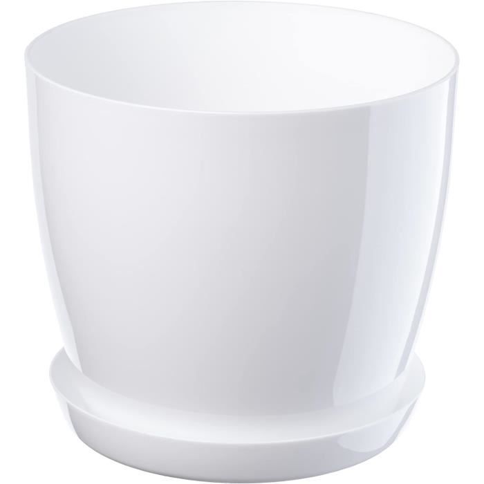Pot De Fleurs Rond Avec Pieds - 47 Cm - Plastique Résistant UV - Pour Intérieur Et Extérieur - 11