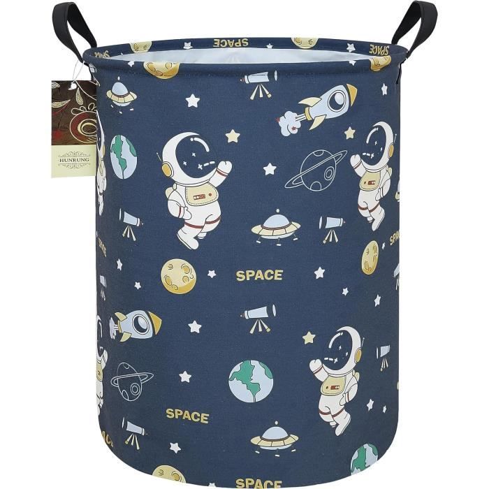 Grand Panier à Linge LEELI Toile Dinosaures Bleus – Pliable Avec Poignées – 19,7x15,7 Pouces