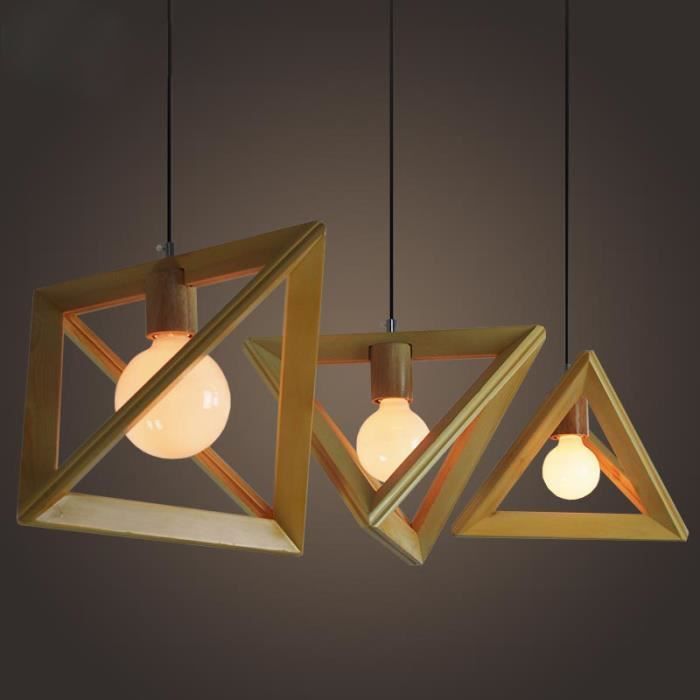 Lustre Triangulaire Geometrique Classe Defficacite Energ E Personnalite Creative Moderne Lampe A Suspension En Bois Lampe A Suspension Cuisine De La Salle De Sejour Chambre A Coucher Luminaires Interieur Luminaires Eclairage