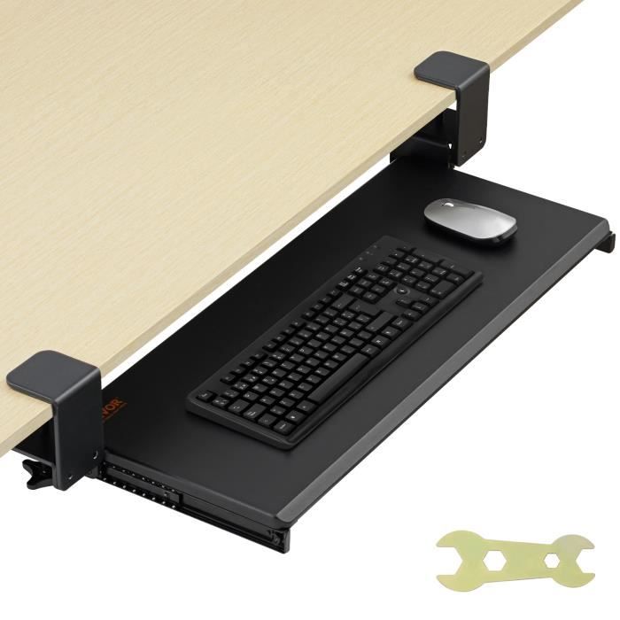 Support Clavier – VEVOR – Plateau pour Clavier et Souris Coulissant Plateau pour Clavier Souris Coulissant sous Bureau 68x28cm