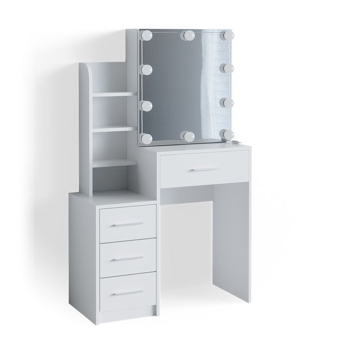 Coiffeuse Conrada 80cm avec éclairage LED Blanc Vicco 36239