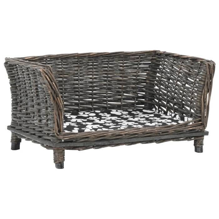 vidaXL Panier pour Chiens avec Coussin Gris 50x33x30 cm Saule Naturel Lit 170774