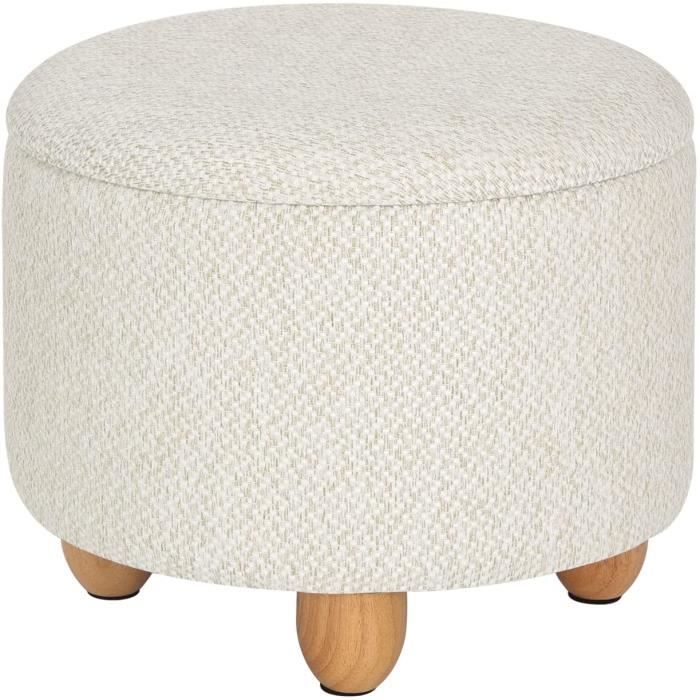 WOLTU Pouf de Rangement avec Pieds en Pin Tabouret Rembourré avec Couvercle Gain de Place pour Salon Chambre Blanc Crème WOLTU Pouf de Rangement avec Pieds en Pin Tabouret Rembourré avec Couvercle Gain de Place pour Salon Chambre Blanc Crème