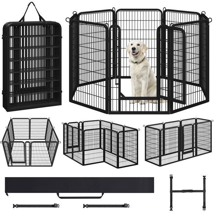 Meilleurs prix pour Yaheetech Parc pour Chien 68 x 100 cm 8 Panneaux Enclos Chien Chiot Lapin Canard Rongeur Enclos Cage pour Chien Clôture en Métal