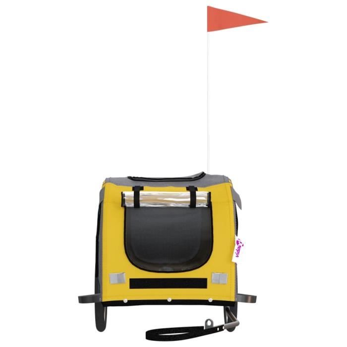 Remorque de vélo pour chien Zerodis - Jaune et gris - Capacité de charge 45 kg