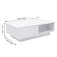 Table de rangement de salon de table basse rectangulaire rectangulaire blanche moderne avec lumière LED (prise 220V UK)-1